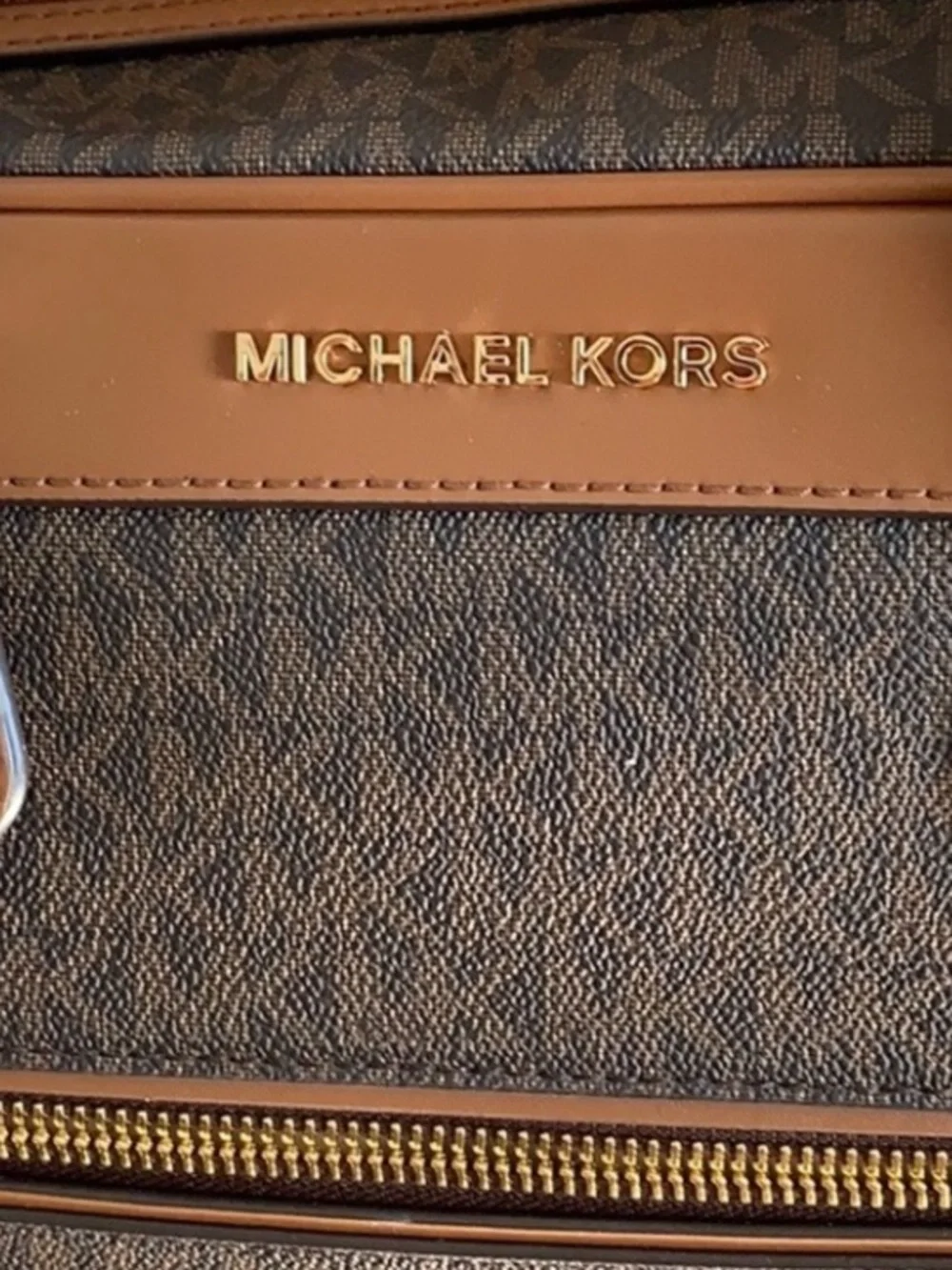 Michael Kors Signature Travel Weekender PVC Bag Brown Luggage Weekend Bag unisex